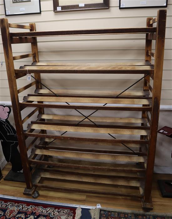 An early 20th century French bakers rack W.120cm